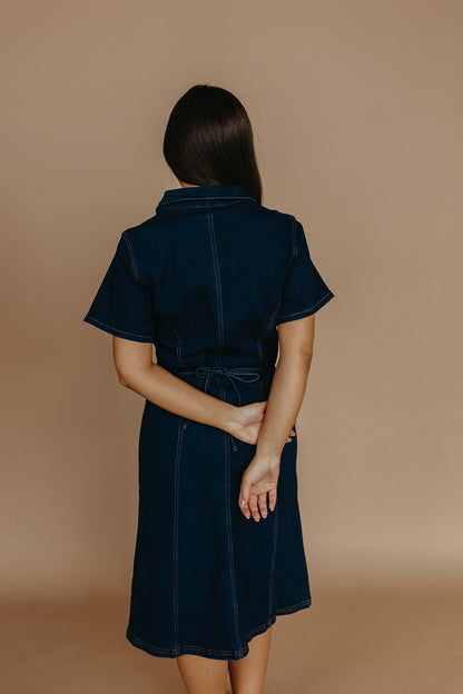 THE CEECEE BUTTON UP DENIM IN DARK DENIM