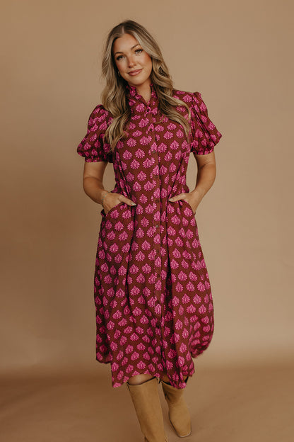 THE OLIVIA MIDI DRESS IN BROWN