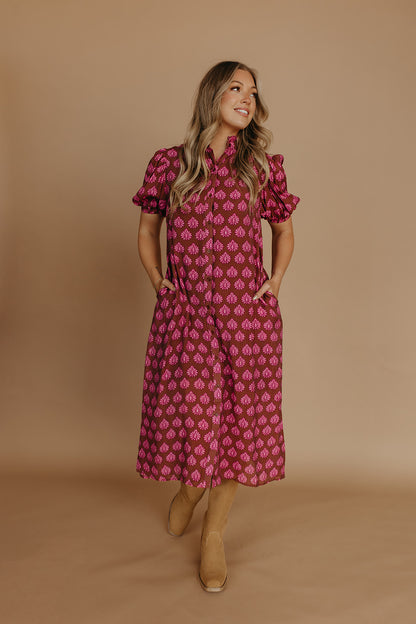 THE OLIVIA MIDI DRESS IN BROWN