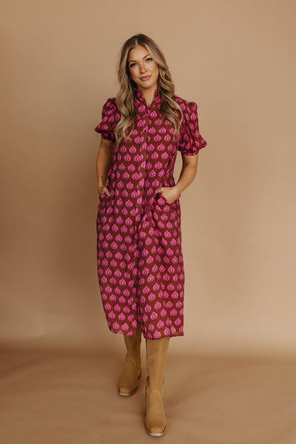 THE OLIVIA MIDI DRESS IN BROWN