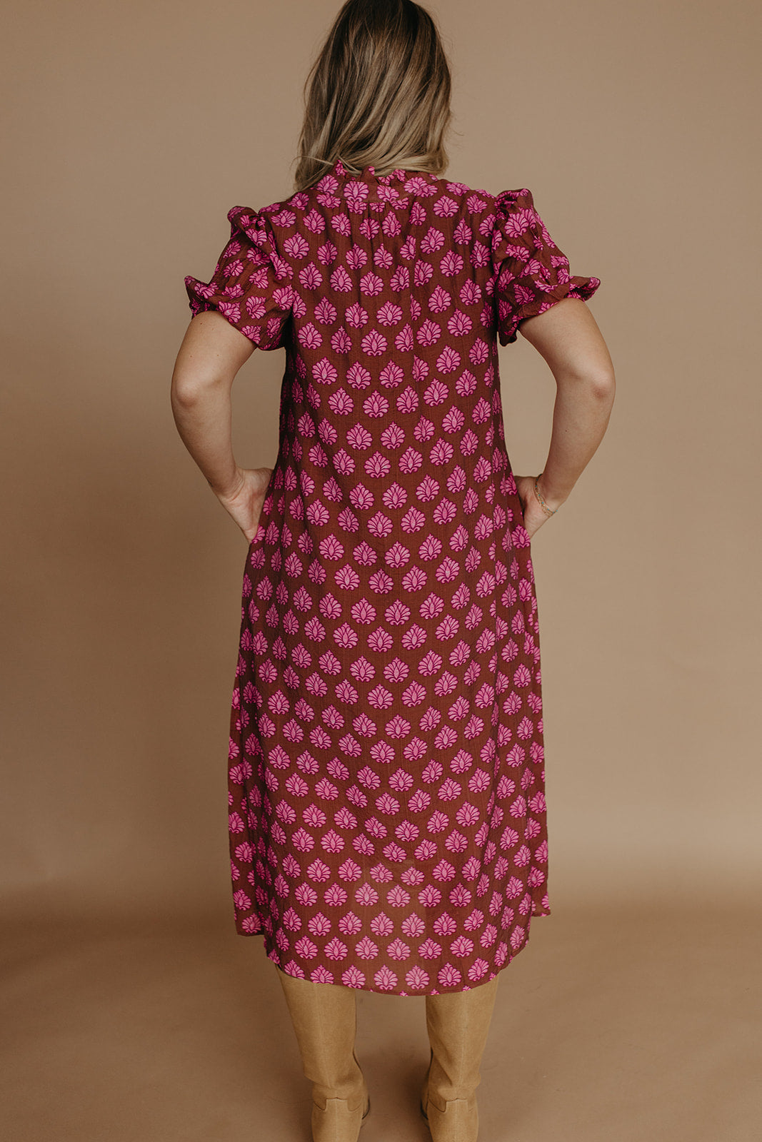 THE OLIVIA MIDI DRESS IN BROWN