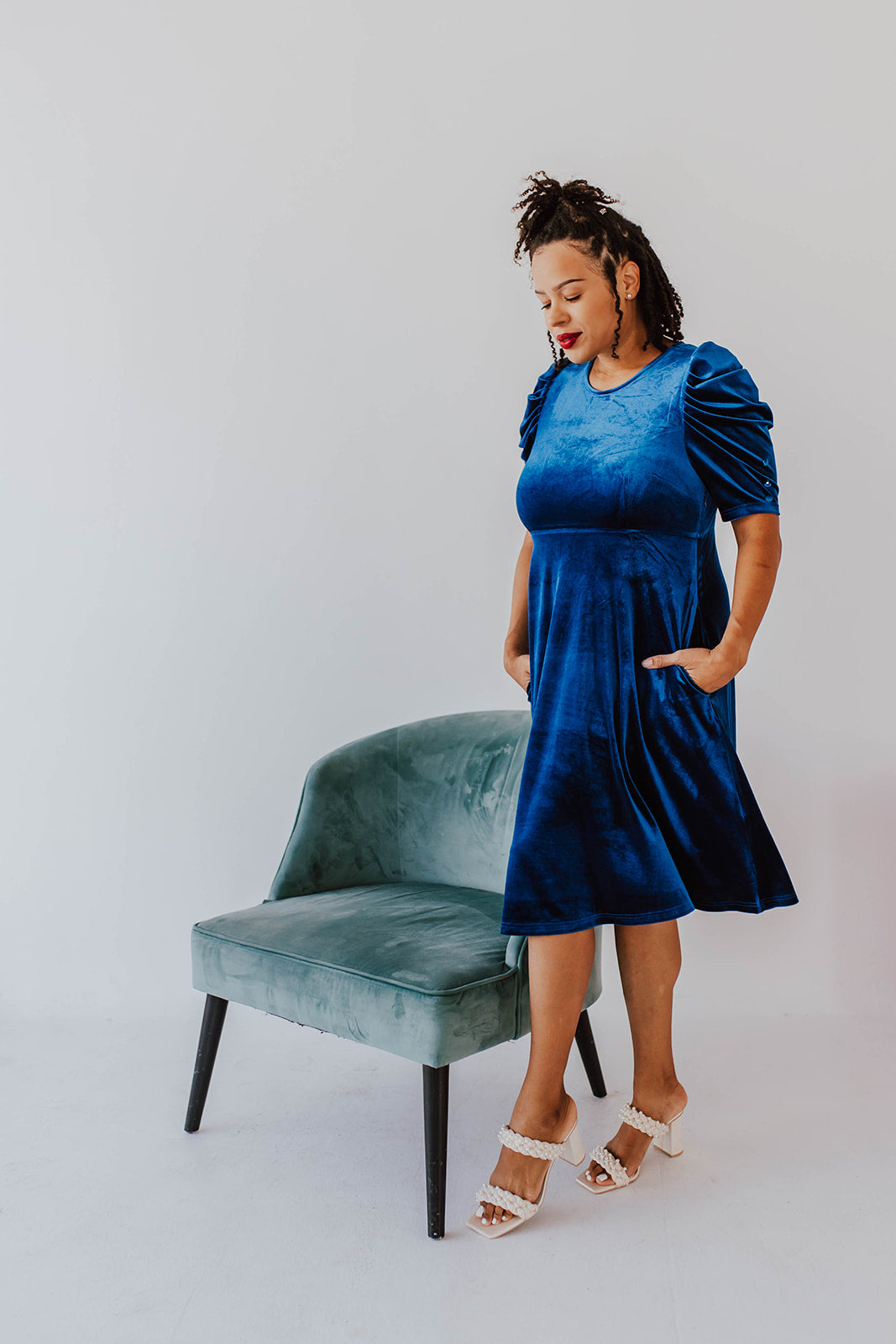 Sapphire blue hotsell velvet dress