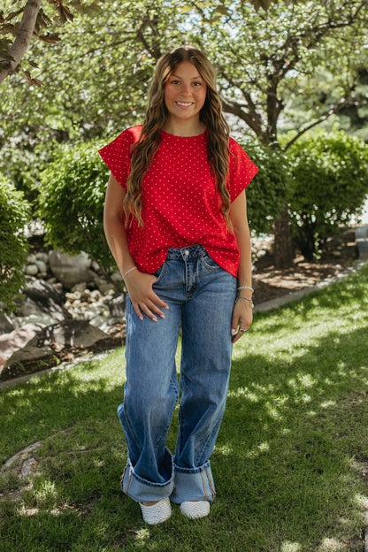 THE ALONDRA RED POLKA DOT TOP