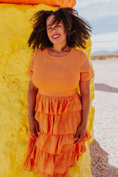 THE TIERED RUFFLED DRESS IN CLEMENTINE BY PINK DESERT