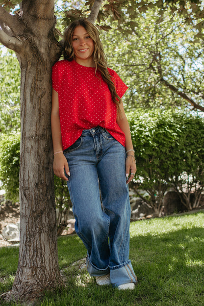 THE ALONDRA RED POLKA DOT TOP