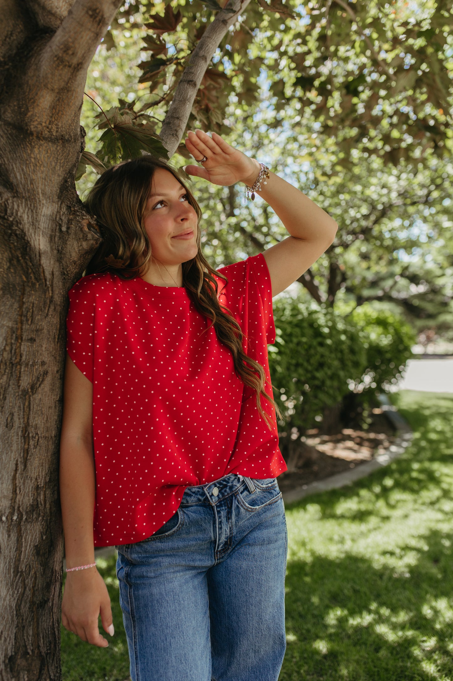 THE ALONDRA RED POLKA DOT TOP