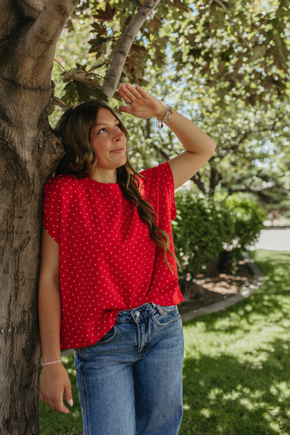 THE ALONDRA RED POLKA DOT TOP