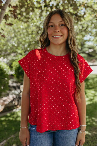 THE ALONDRA RED POLKA DOT TOP