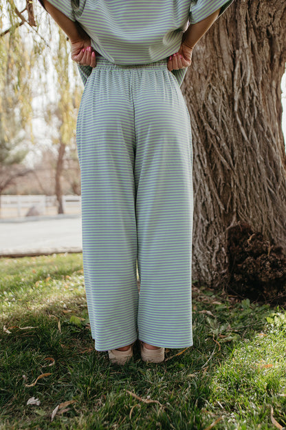 THE CHARITY STRIPED SET IN MINT & LILAC