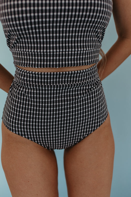 NEWPORT SWIM BOTTOM IN BLACK GINGHAM BY PINK DESERT