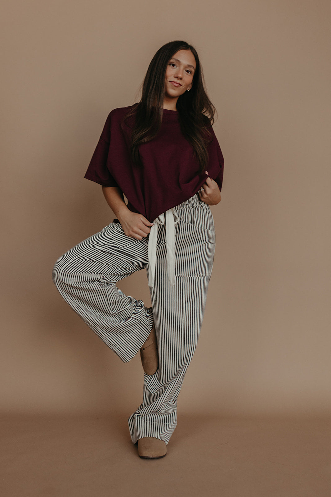 THE HUDSON CREW NECK TEE IN BURGUNDY