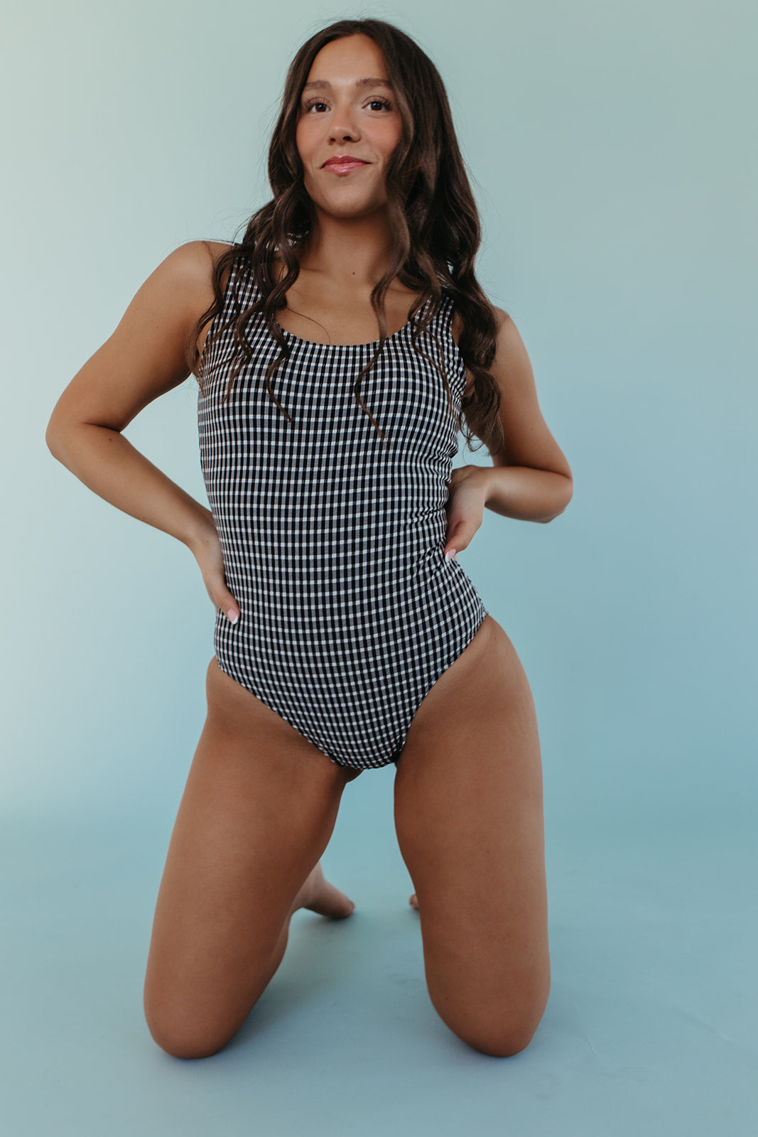 SCOOP ONE PIECE BLACK GINGHAM BY PINK DESERT