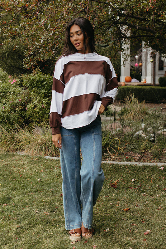 THE HAYES HARBOR STRIPED PULLOVER IN BROWNIE