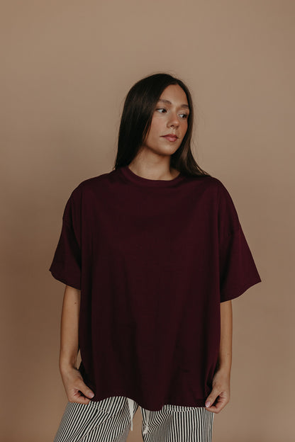 THE HUDSON CREW NECK TEE IN BURGUNDY