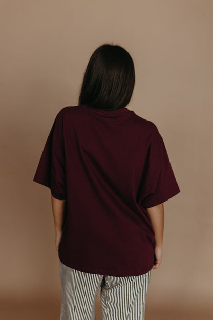 THE HUDSON CREW NECK TEE IN BURGUNDY