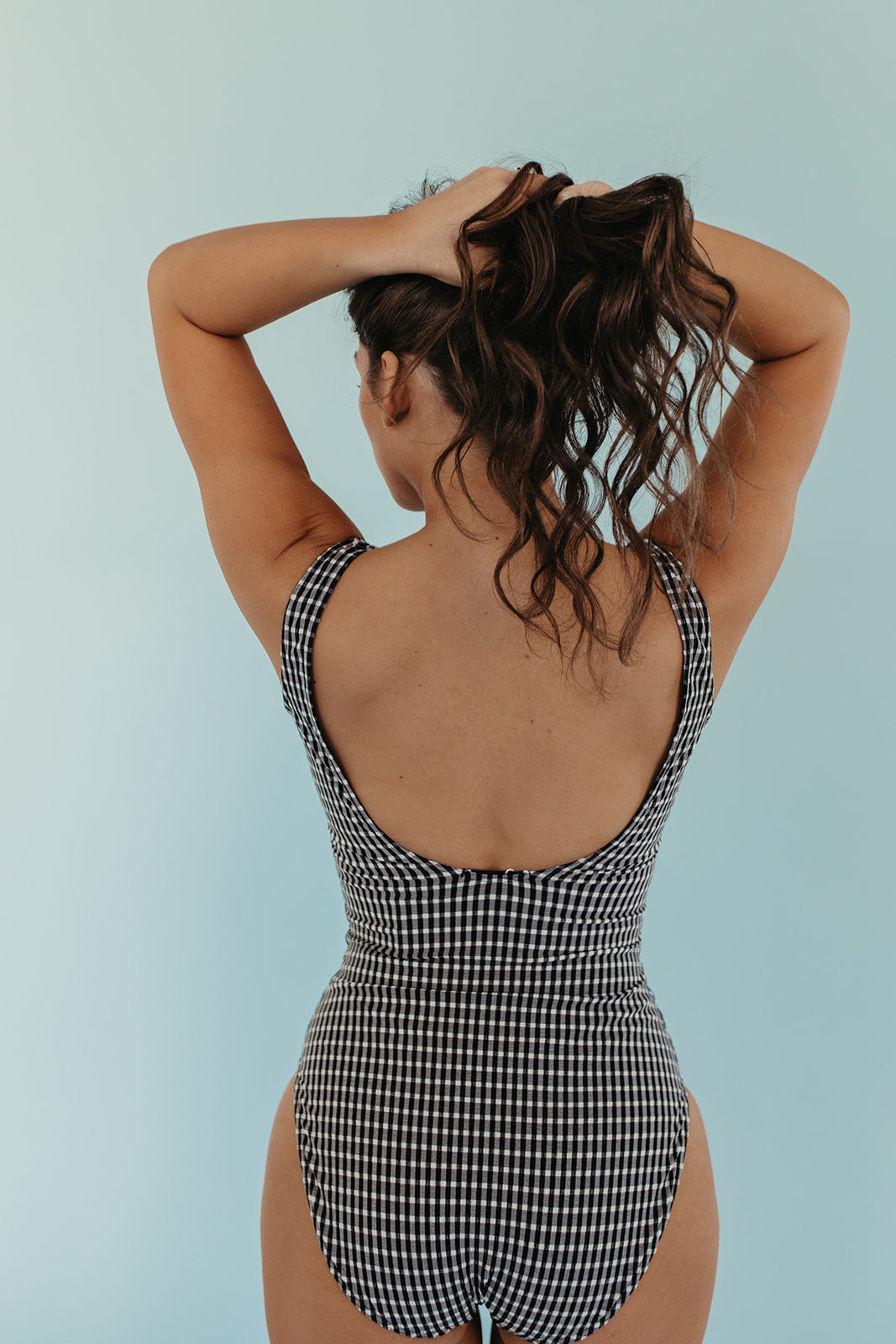 SCOOP ONE PIECE BLACK GINGHAM BY PINK DESERT