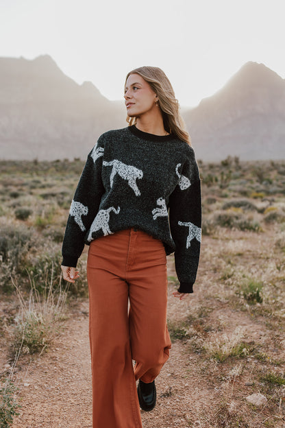 THE SNOW LEOPARD SWEATER IN BLACK