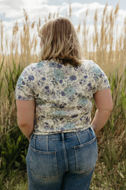 THE VALERIE BLUE FLORAL KNIT TOP