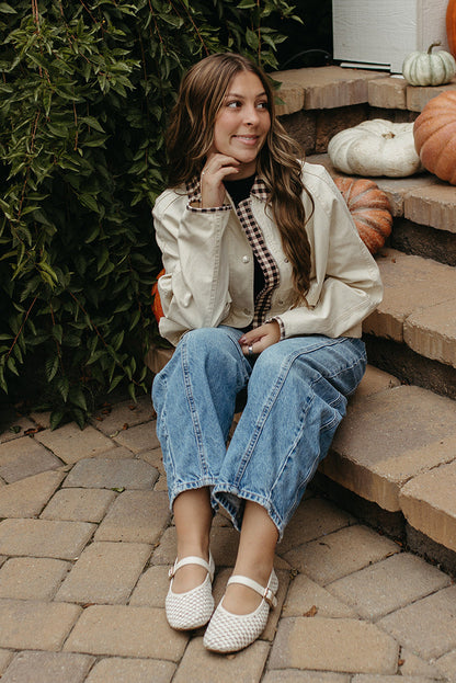 THE ALMA GINGHAM JACKET IN OATMEAL