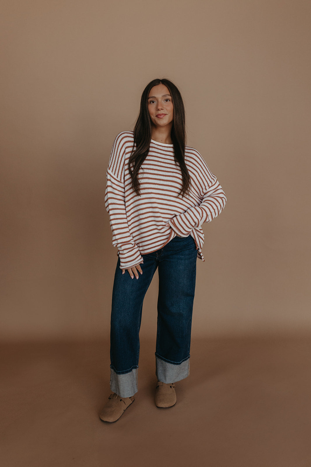 JBD PETITE CUFFED WIDE LEG JEANS IN DARK DENIM