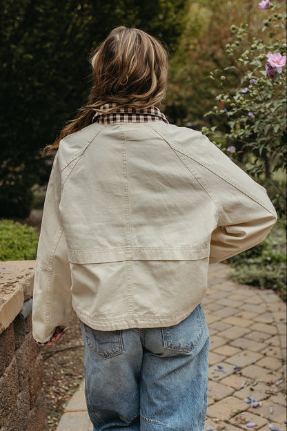 THE ALMA GINGHAM JACKET IN OATMEAL