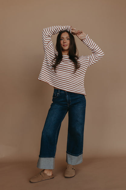 THE JESSICA STRIPED SWEATER IN BROWN