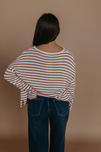 THE JESSICA STRIPED SWEATER IN BROWN