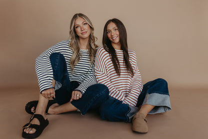 THE JESSICA STRIPED SWEATER IN BROWN