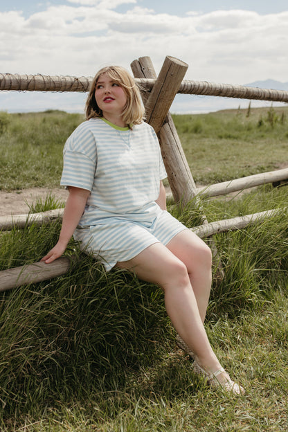THE DESIREE STRIPE CONTRAST SET IN LIME/BLUE