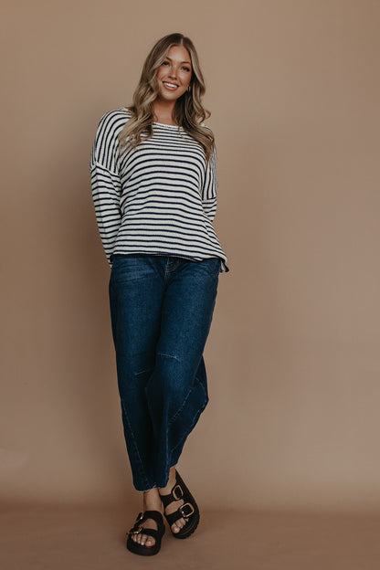 THE JESSICA STRIPED SWEATER IN NAVY