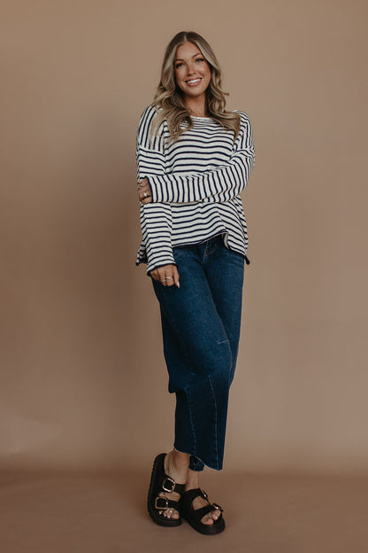 THE JESSICA STRIPED SWEATER IN NAVY
