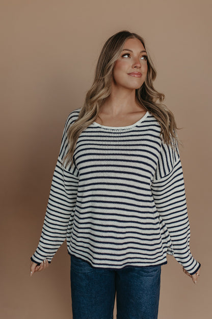 THE JESSICA STRIPED SWEATER IN NAVY