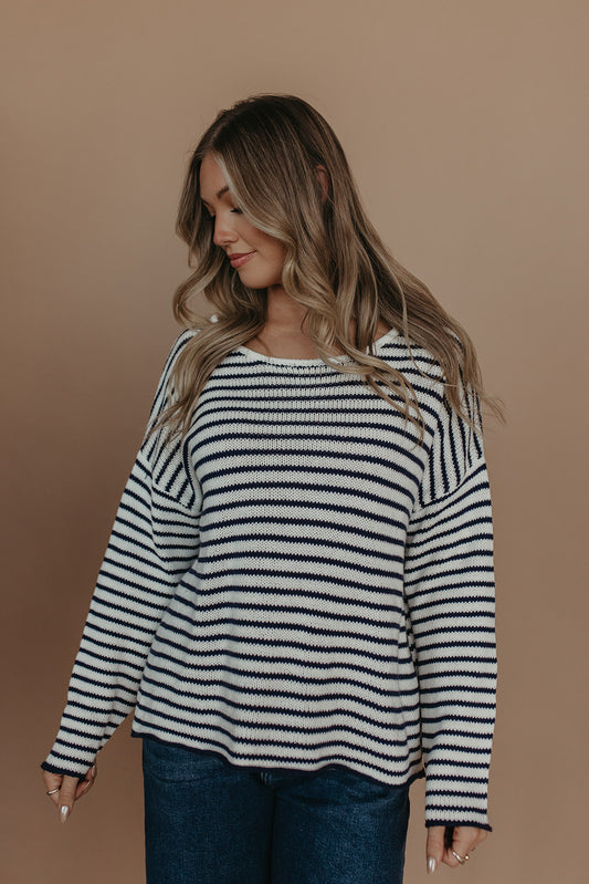 THE JESSICA STRIPED SWEATER IN NAVY