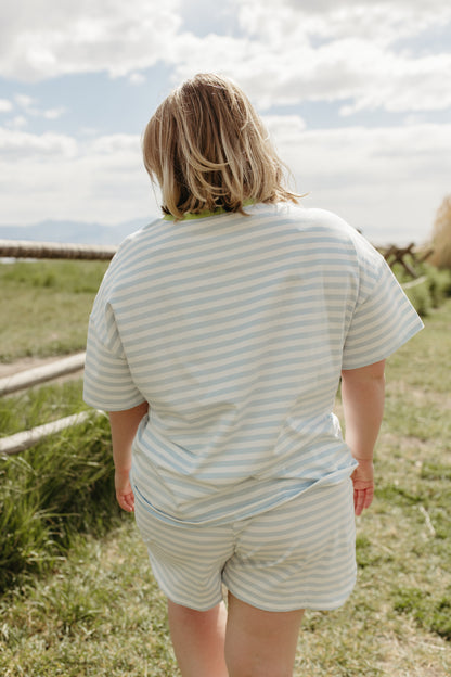 THE DESIREE STRIPE CONTRAST SET IN LIME/BLUE