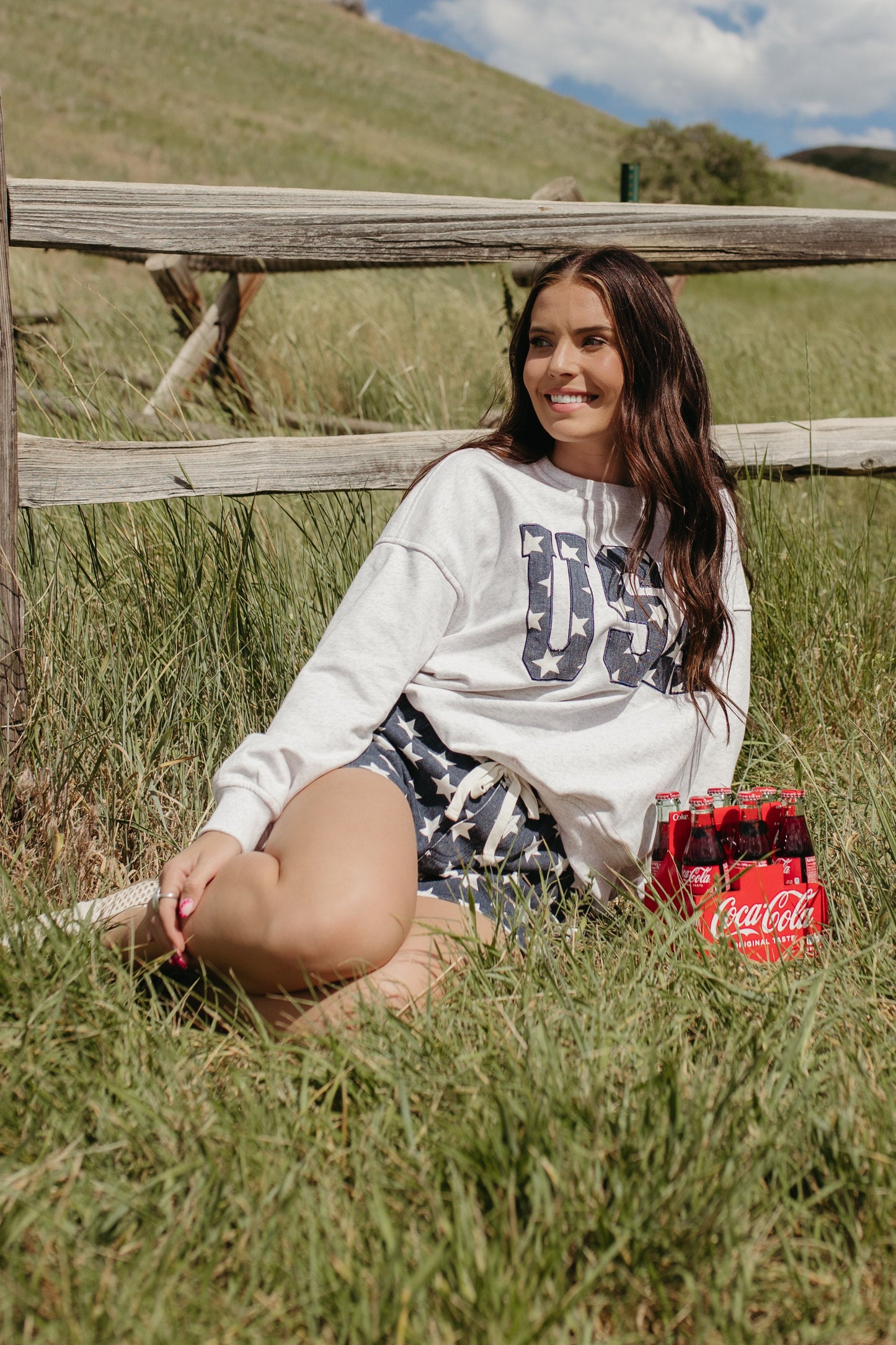 THE USA STAR EMBROIDERED CREWNECK