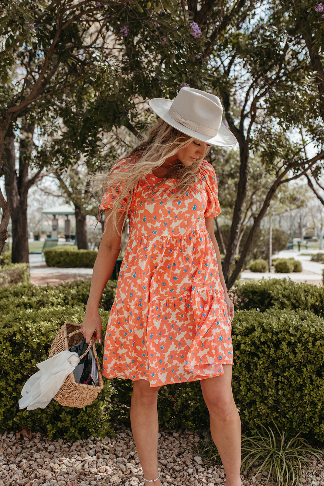 THE CALLA ORANGE FLORAL TIERED DRESS – Pink Desert