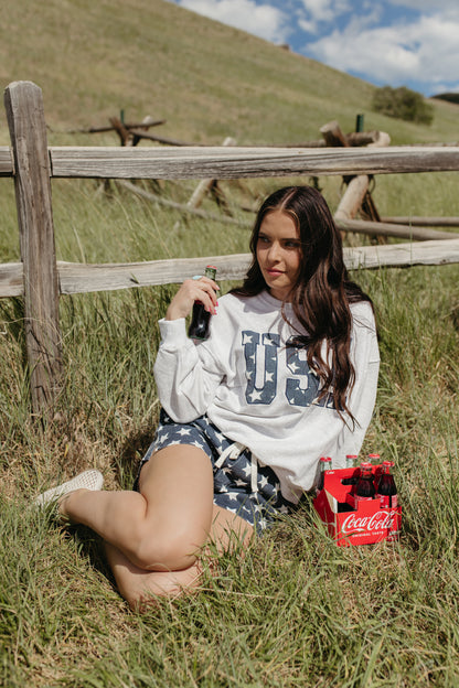 THE USA STAR EMBROIDERED CREWNECK