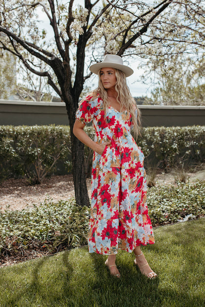 THE LEILANI RED FLORAL MAXI DRESS