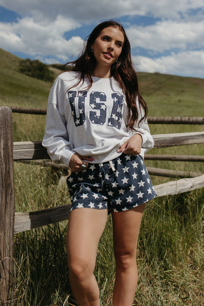 THE USA STAR EMBROIDERED CREWNECK