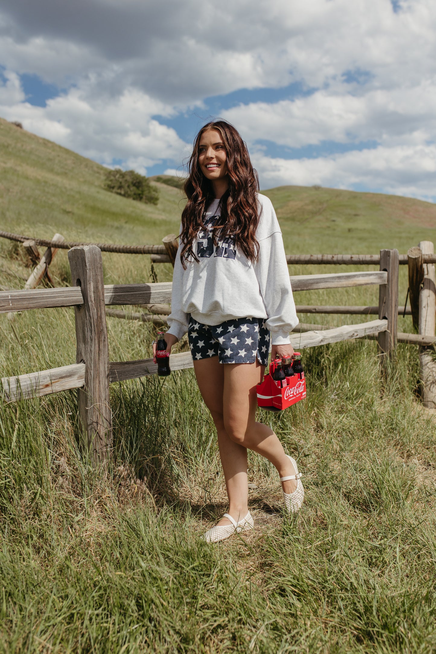 THE USA STAR EMBROIDERED CREWNECK