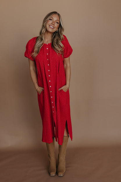 THE ROSALEE FLORAL MAXI IN RED