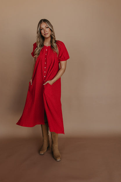 THE ROSALEE FLORAL MAXI IN RED