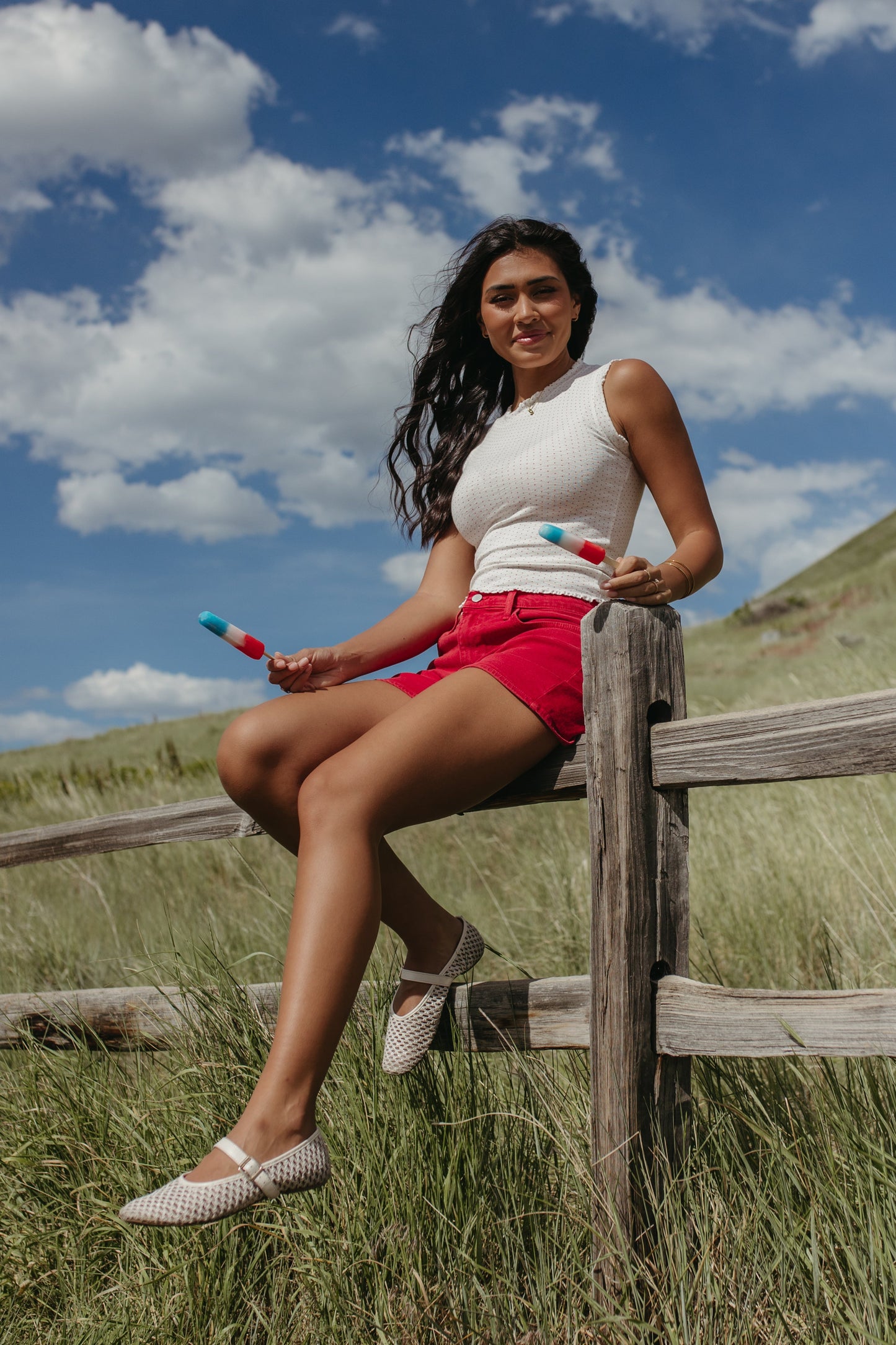 THE SUTTON POLKA DOT TANK IN RED DOTS