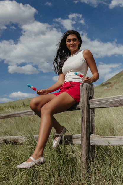 THE SUTTON POLKA DOT TANK IN RED DOTS