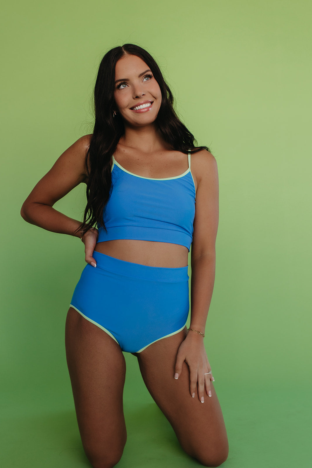 CONTRAST TRIM SWIM BOTTOM IN OCEAN BLUE BY PINK DESERT