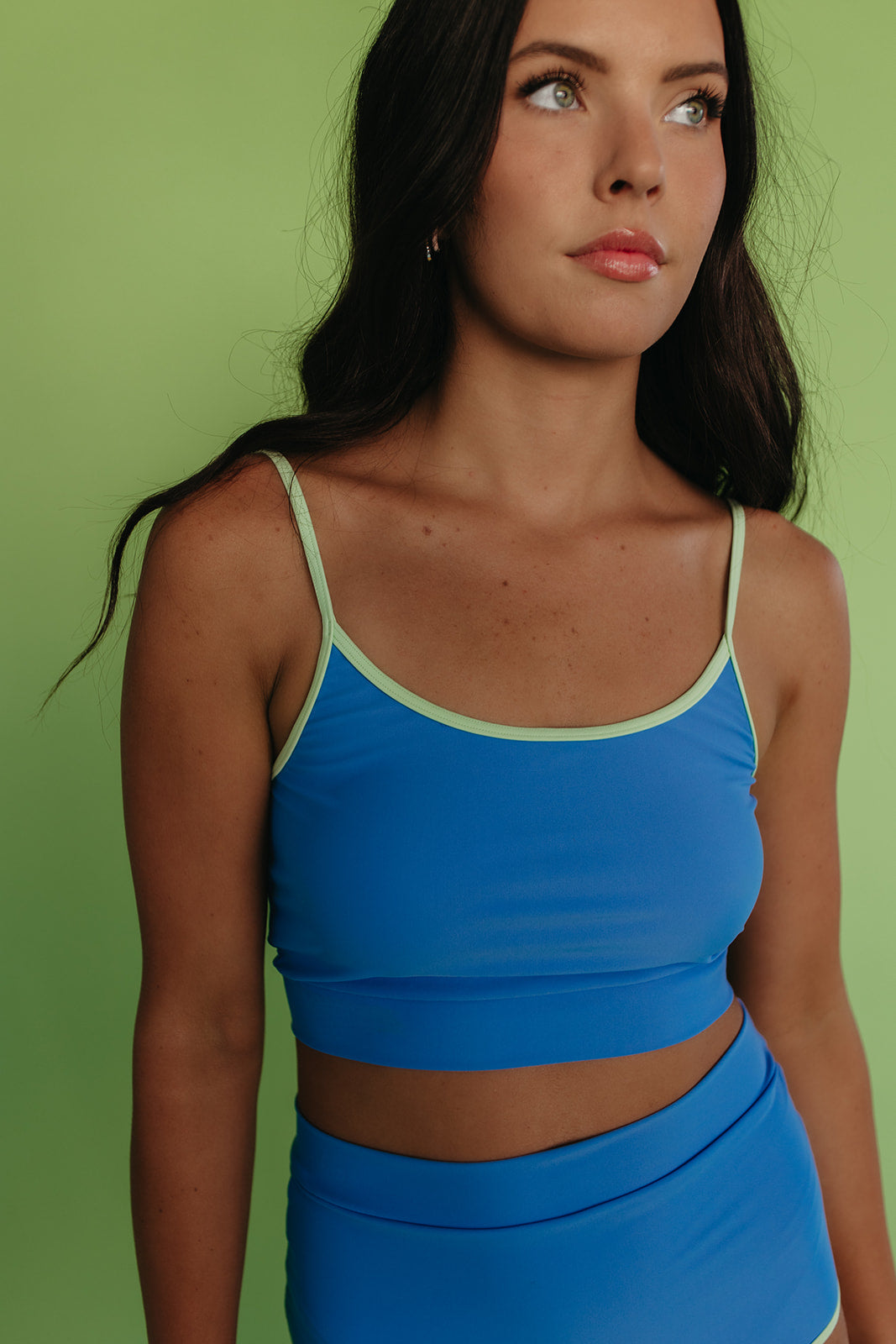 CONTRAST TRIM SWIM TOP IN OCEAN BLUE BY PINK DESERT