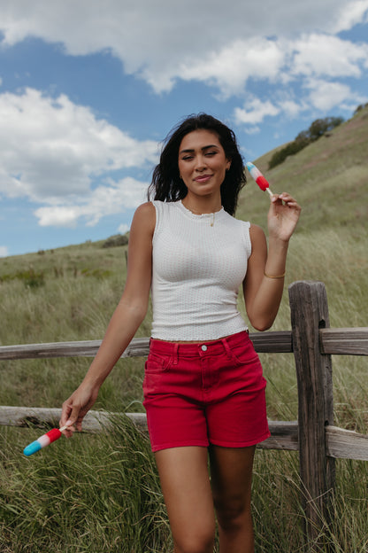 THE SUTTON POLKA DOT TANK IN RED DOTS