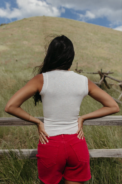 THE SUTTON POLKA DOT TANK IN RED DOTS