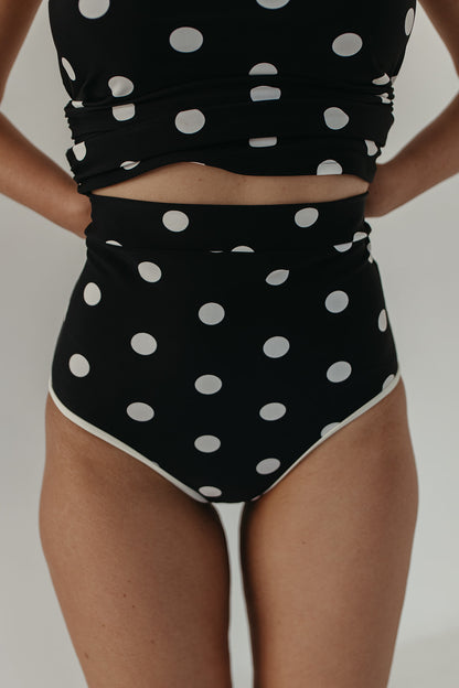 CONTRAST TRIM SWIM BOTTOM IN DOTS BY PINK DESERT