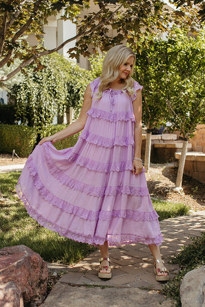 THE MARISOL RUFFLE DRESS IN LAVENDER